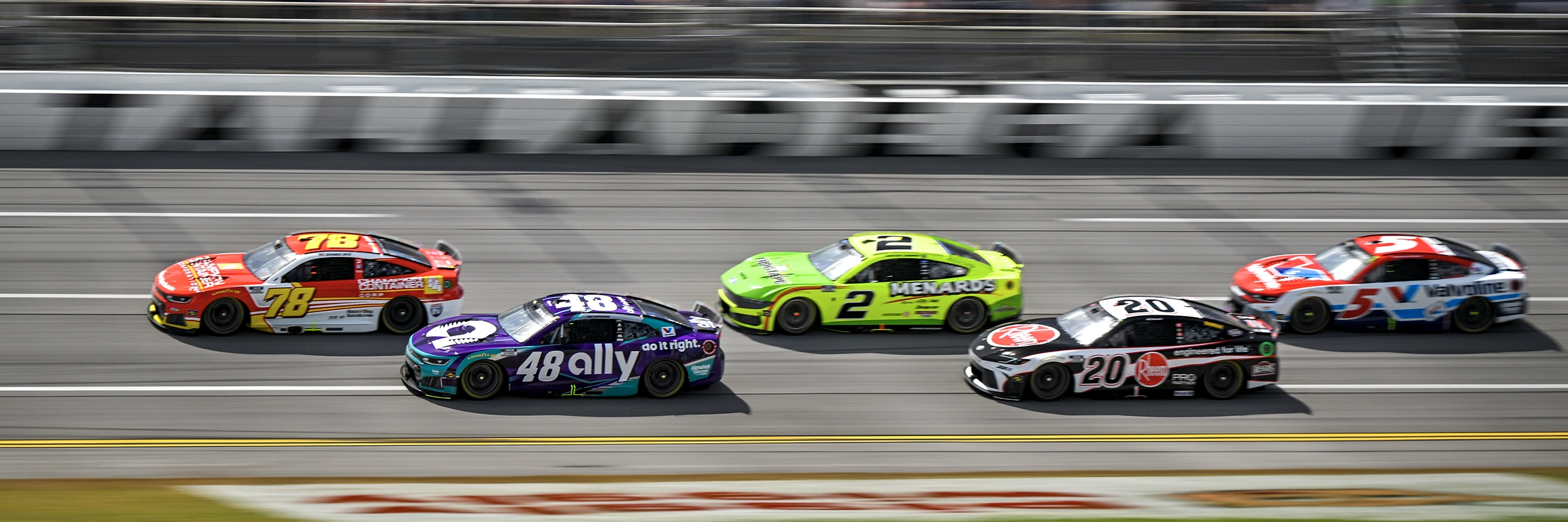No. 78 Champion Container Cup car racing in the pack at Talladega